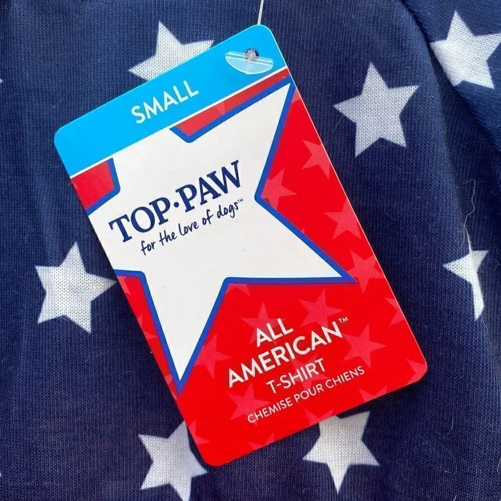 Top Paw All American Flag Patriotic T-shirt for Dogs. Size Small. NWT!